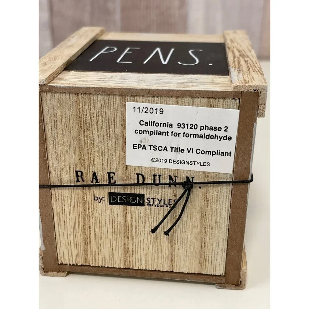 Rae‎ Dunn Pencil/Pen Holder Wooden NEW WITH TAGS!
